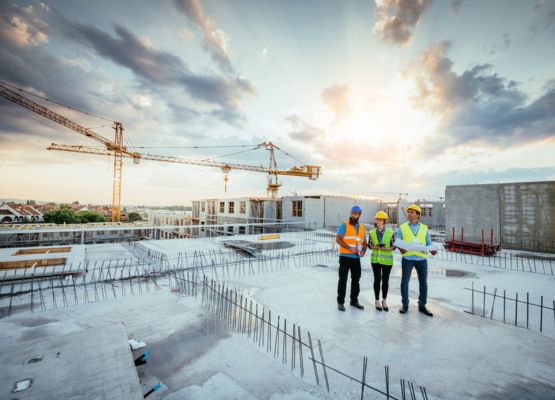 Business under construction with workers